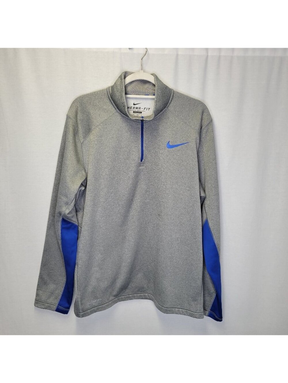 Nike Therma Fit Men's Large Pullover 1/2 Zip Gray Blue - Picture 1 of 6